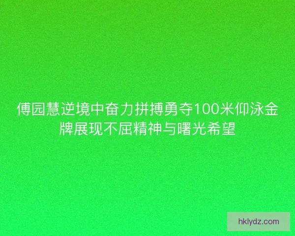 傅园慧逆境中奋力拼搏勇夺100米仰泳金牌展现不屈精神与曙光希望