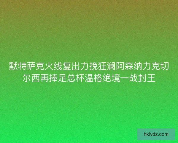 默特萨克火线复出力挽狂澜阿森纳力克切尔西再捧足总杯温格绝境一战封王